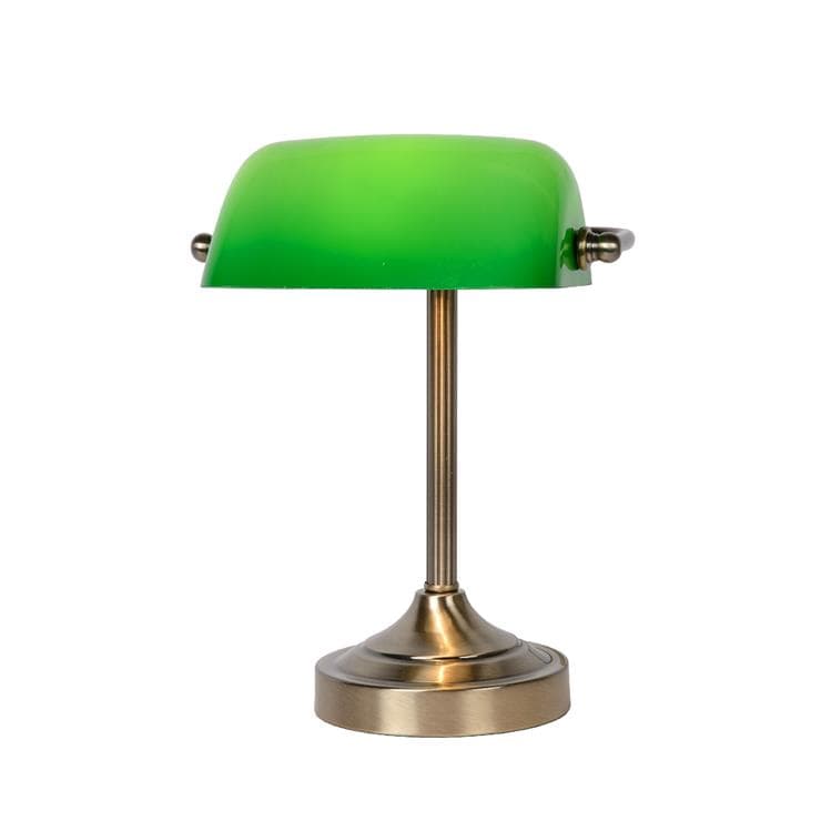 banker-lampe de bureau métal & verre h30cm