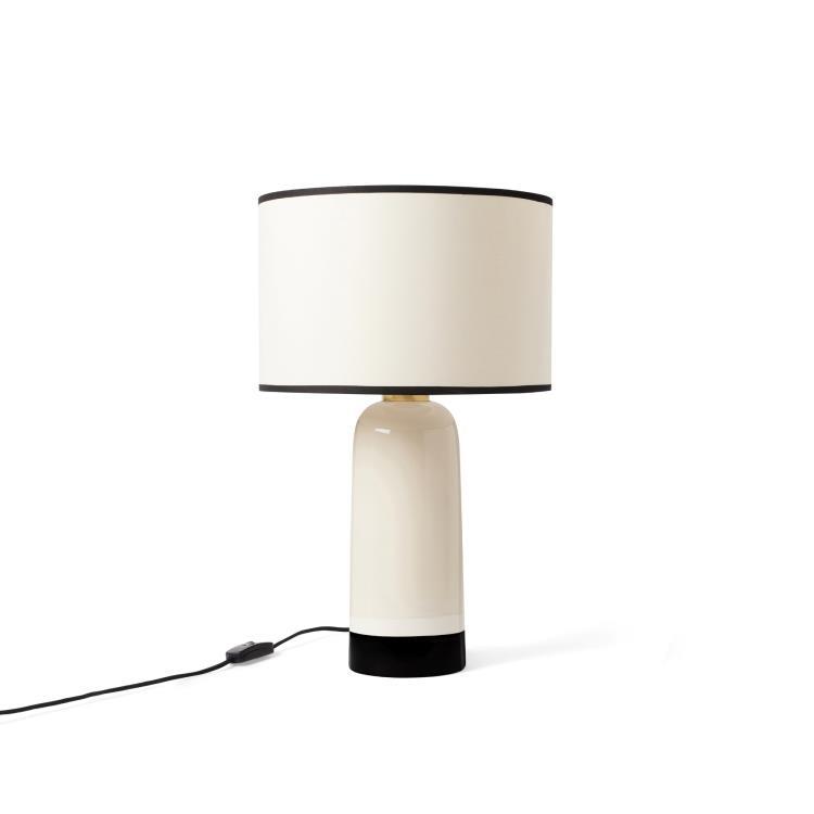 Lampe à poser Céramique & Coton H49cm SICILIA Ecru / Noir