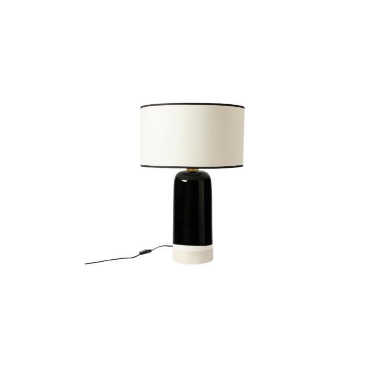 Lampe à poser Céramique & Coton H57,5cm SICILIA Ecru / Noir